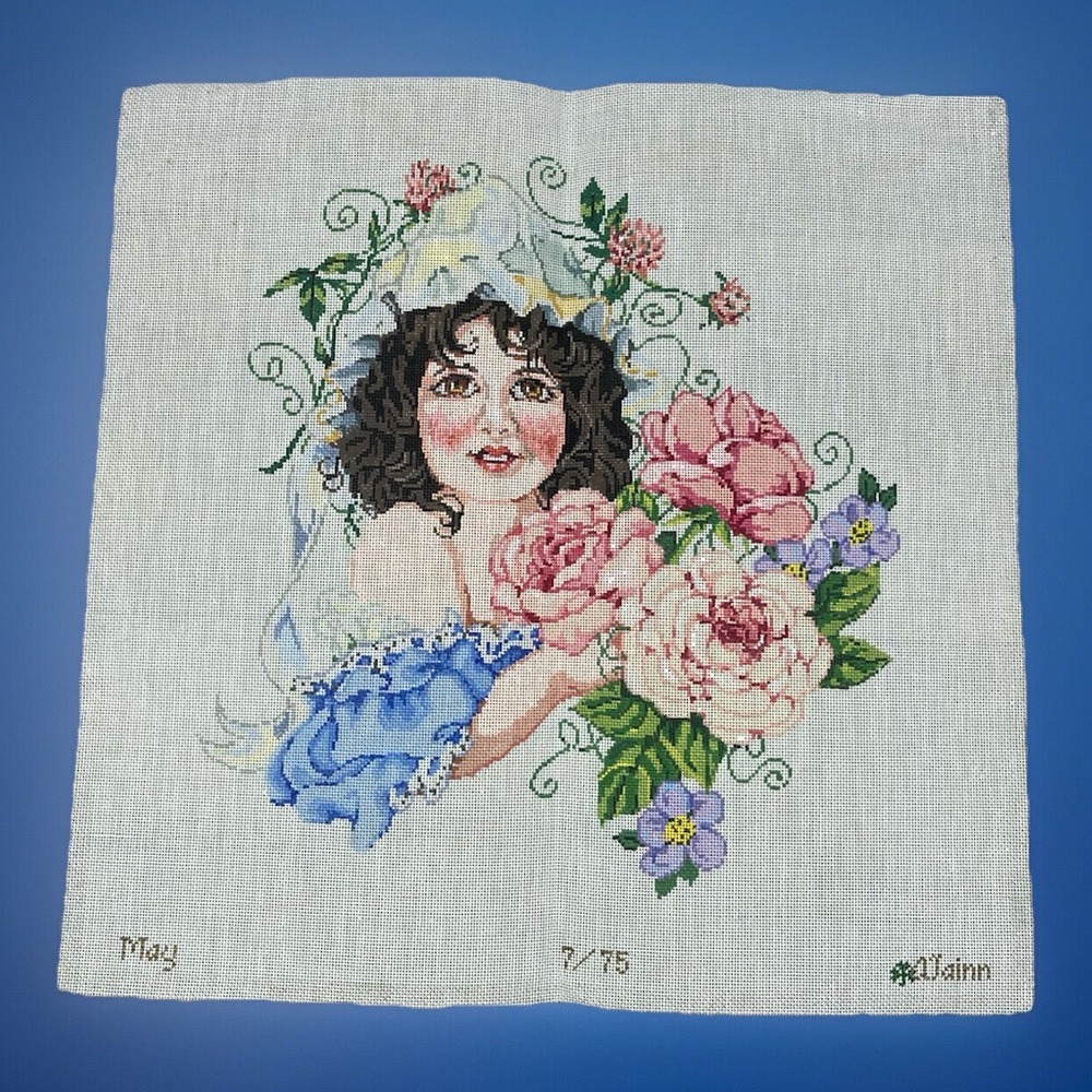 Sandra Gilmore Alainn Handpainted Needlepoint Canvas - Flower Girl May Spring